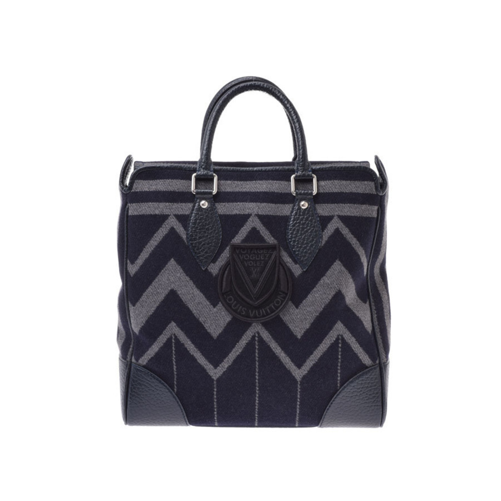 Louis Vuitton Cabas Vert handbag Navy Blue gray leather